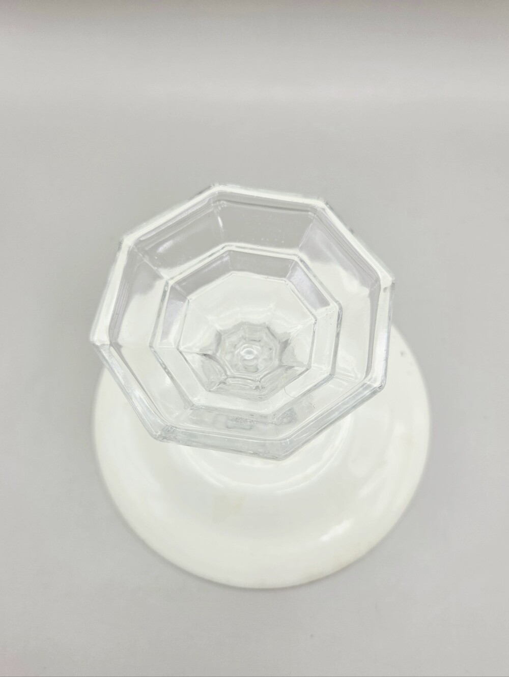 Mini Cake Stand or Cupcake Stand, Red & White Floral on Clear Glass Pedestal - Picture 7 of 7